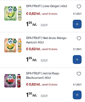 Verschillende smaken Spa fruit -50%