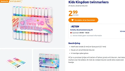 Vrolijke set twinmarkers promo bij Action