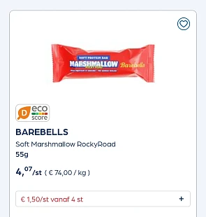 Barebells 50% goedkoper