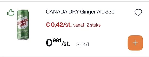 Canada dry ginger ale 33 cl goedkoper
