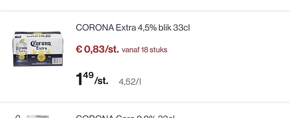 Corona extra pils blik 33 cl 4,5% reactie Delhaize