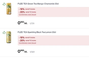 Fuze tea blik 33 cl tot -25% korting bovenop de goedkopere prijs