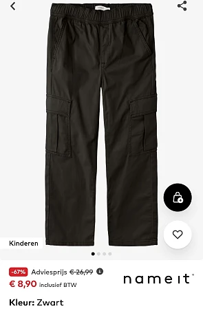 Name it regular zwarte broek enkel maat 128 en 134 -67% op aboutyou.be