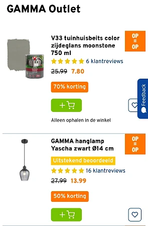 Gamma outlet tot 70%