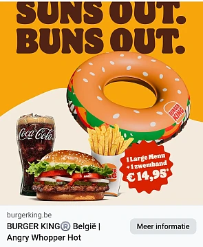 Burger King Large menu met zwemband voor €14,95