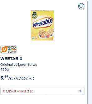 Weetabix tot -50% goedkoper