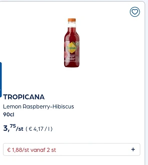 TROPICANA Lemon Raspberry-Hibiscus 90cl -50%