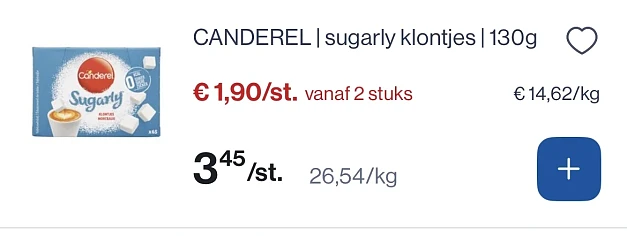 Canderel sugarly klontjes 130 gram -50%