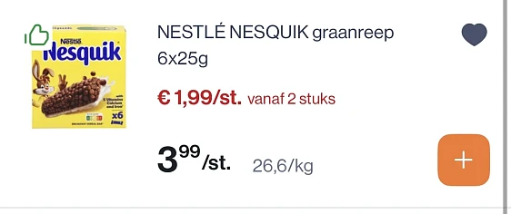 Nestlé Nesquick Graanrepen 6x25 gram -50%