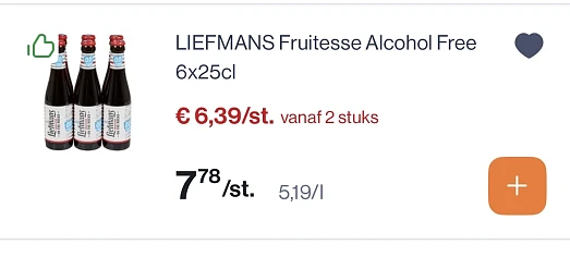 Liefmans fruitesse alcohol free 6x25 cl reactie op Aldi
