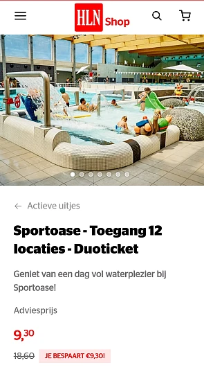 Verkoeling via de hln shop Sportoase tickets met 50% korting