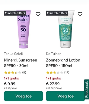 Smeren maar 1 + 1 op zonnecrème en aftersuns bij Holland and Barrett