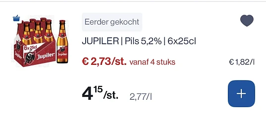 Jupiler pils 5,2% 6x25 cl veel goedkoper Vanaf 4 verpakkingen