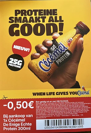 Cecemel proteïne kortingbonnen bij Collect en go -0,50€