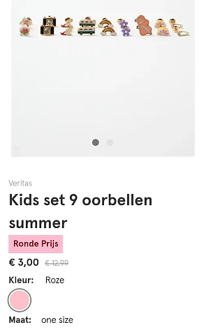 Kids set 9 oorbellen summer ronde prijs bij veritas.be