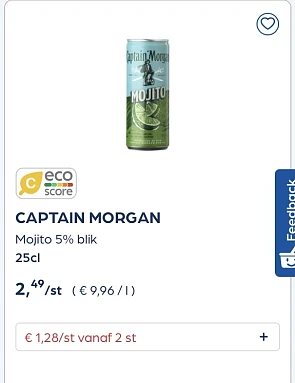 Captain morgan mojito 5% blik 25 cl -50%