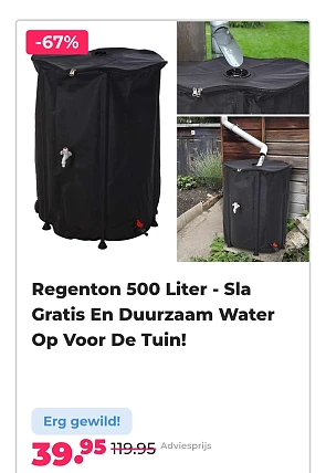 Regenton 500 liter -67% jij voordeelvanger.nl