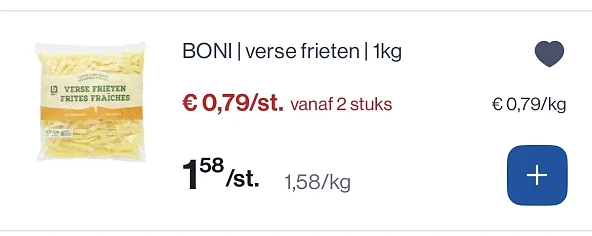 Boni verse frietjes 1 kg -50% vanaf 2 stuks