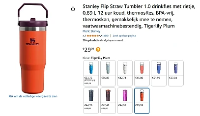Stanley Flip Straw Tumbler 1.0 drinkfles met rietje,