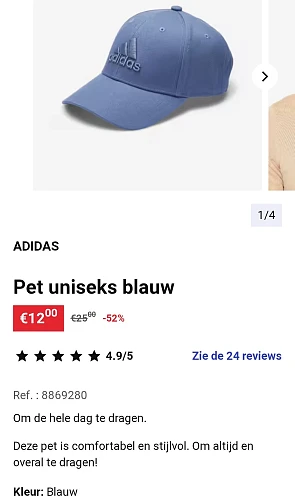 Adidas pet uniseks blauw -52% op decathlon.be