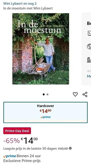 Prime day deal: Boek "In de moestuin met Wim Lybaert" nu -65% bij Amazon