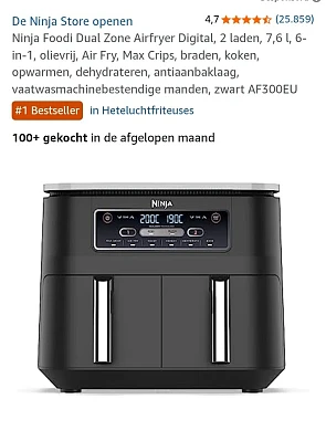 Prime day deal: Ninja AF300EU Airfryer met 2 laden