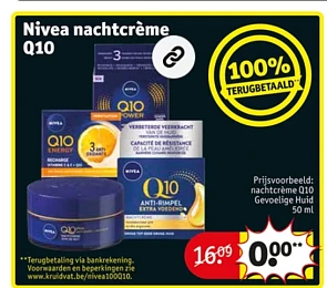 Nivea nachtcème Q10 100% cashback bij Kruidvat