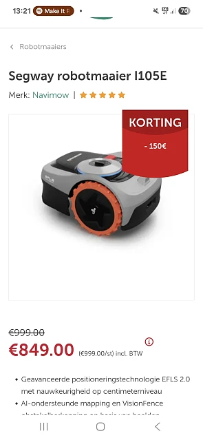 Segway robotmaaier met 150€ korting 😱