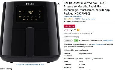 Prime day deal: philips airfryer 6,2l