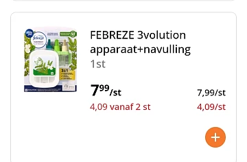 Febreze 3volution apparaat+navulling in promo