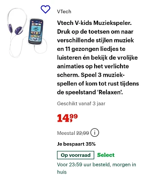 Vtech vV-kids muziekspeler -35% bij Bol