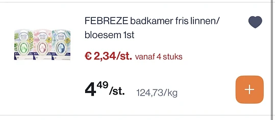 Febreze badkamer fris linnen/bloesem 1 stuk -50%