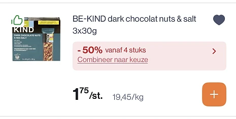Be kind darkChocolat nuts&salt 3x30 gram -50% extra bovenop