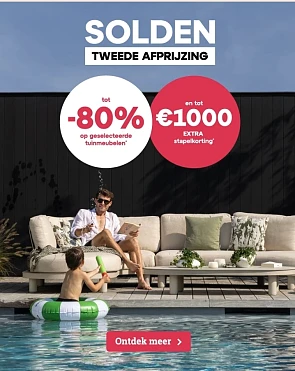 Tot 80% korting op tuinmeubelen bij Exterioo + tot €1000 extra korting
