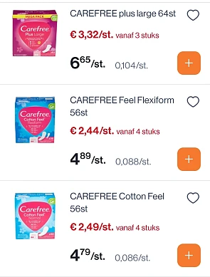 Carefree inlegkruisjes 50% goedkoper