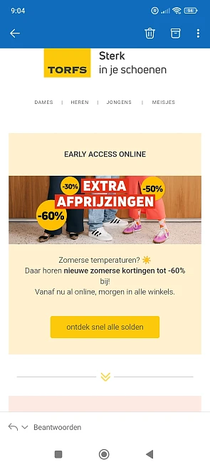 Nieuwe afprijzing tot -60% bij torfs