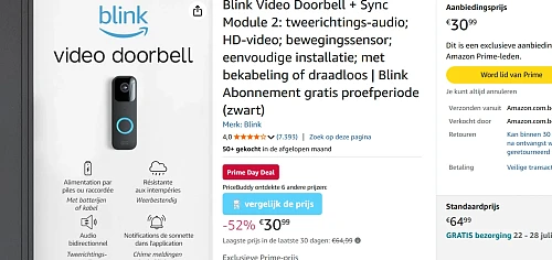 Blink Video Doorbell + Sync Module 2 voor €30,99 ipv €64,99