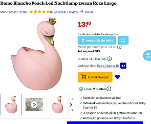 Atelier Pierre: Dame Blanche Peach Led Nachtlamp 🦢
