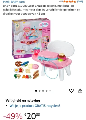 Baby Born eettafel -49%