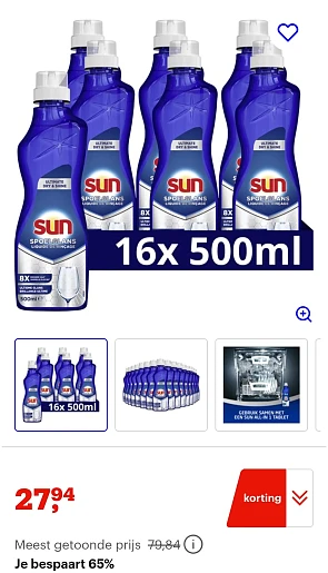 Sun spoelglansmiddel -65% bij bol.com