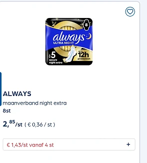 Always inlegkruisjes, verbanden tot -50%