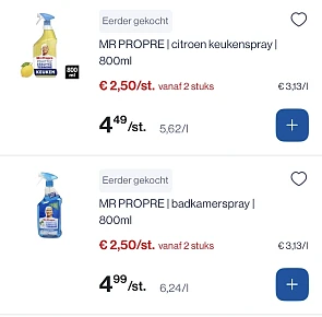 Mr propre sprays tot -50% korting