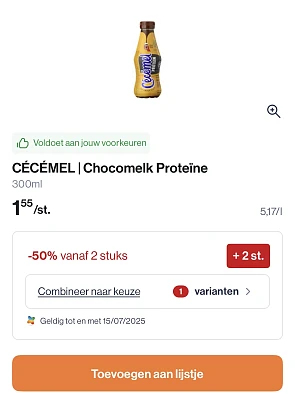 Cécémel proteïne veel goedkoper met -50% korting bovenop
