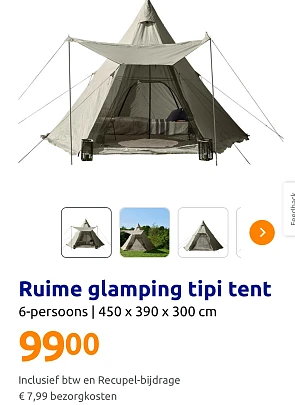 Ruime glamping tipi tent