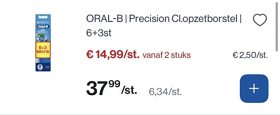 Oral B opzetborstels voor een mooie prijs -60%
