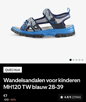 Wandelsandalen voor kinderen aan 7€ bij Decathlon