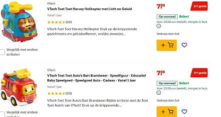 2+1 gratis op VTech bij Bol