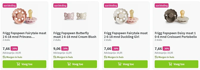 -30% op Frigg fopspenen bij Plein 👶