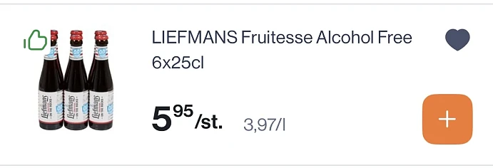Liefmans fruitesse alcohol vrij 6x25 cl -25% reactie Albert Heijn