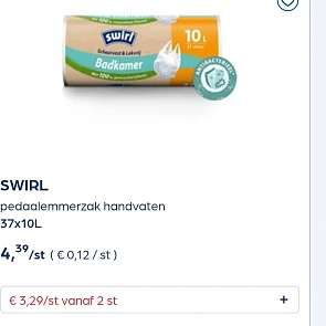 Swirl pedaalemmerzak handvaten 37x10L in promo